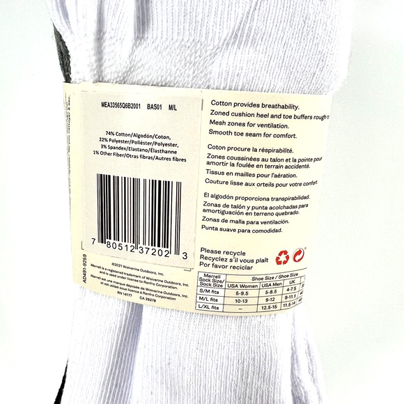 Merrell Men Cushioned Cotton Quarter Crew Socks 6 Pairs Multicolor Sz 9-12 New - Picture 5 of 12